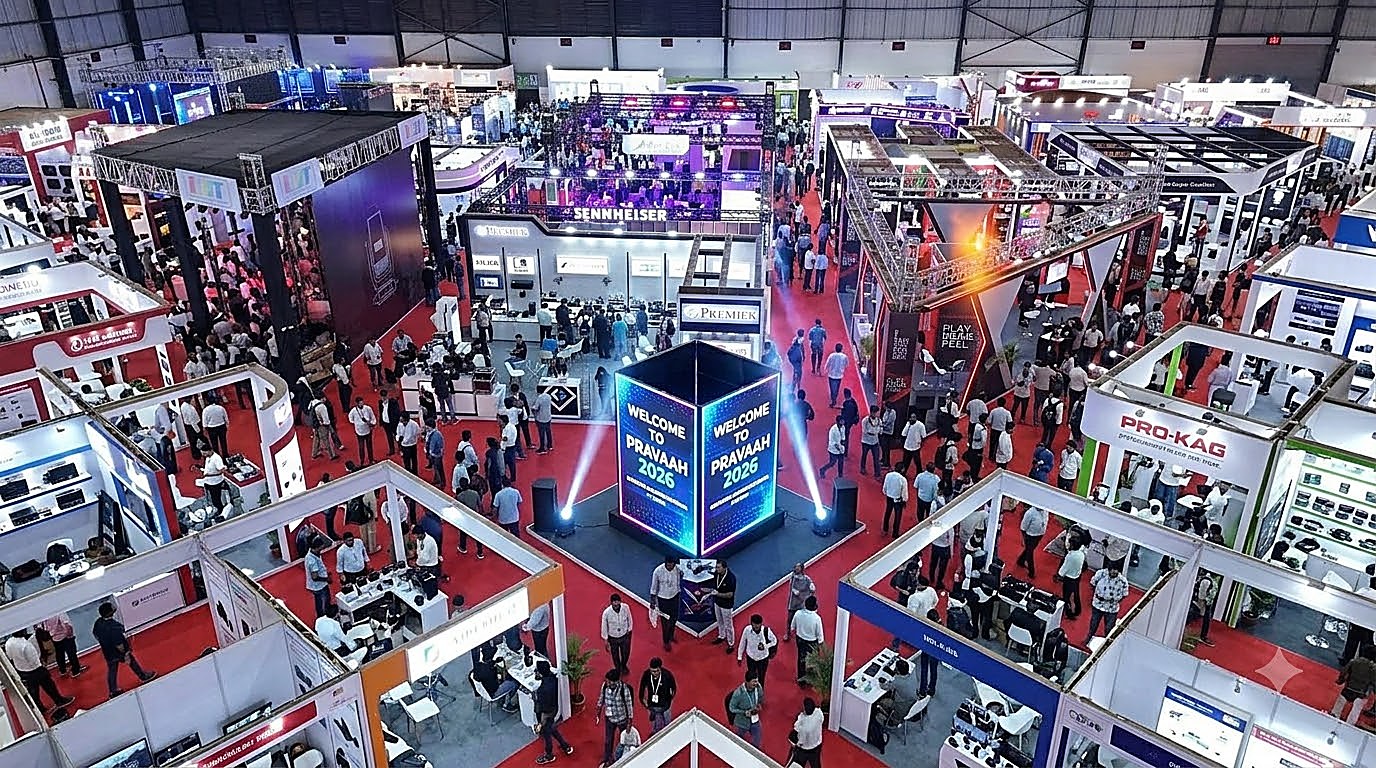 Visitors exploring the exhibition pavilions